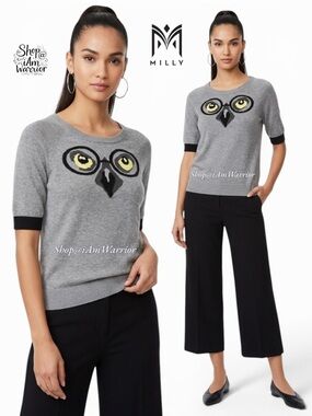 Milly fine knit bespectacled intarsia owl sweater  *shop@iamwarrior